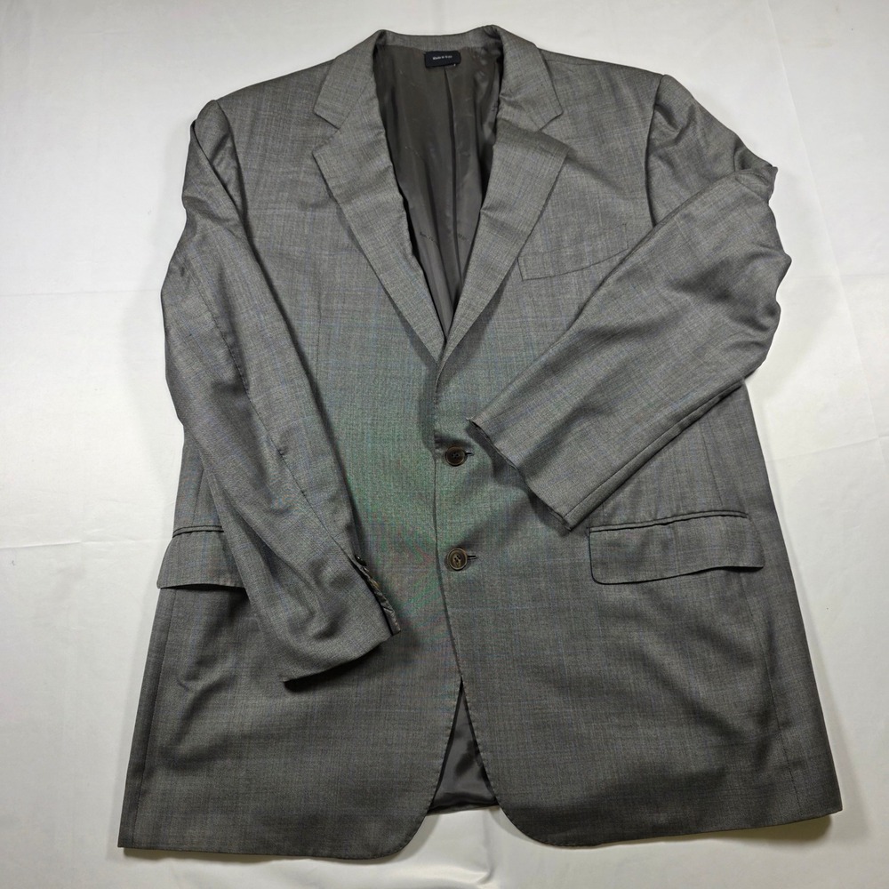 Ermenegildo Zegna Napoli Couture Grey Wool Silk Windowpane Blazer 48R Italy